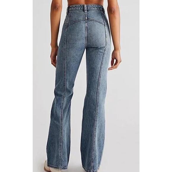 Free People Jeans Naomi Flare Denim Acid Wash Western Cowgirl Rodeo Boho Hippie - Picture 2 of 9